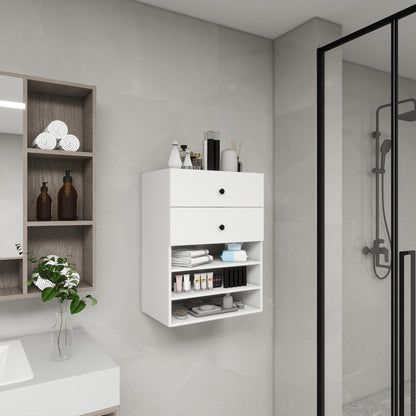 C1 Modular Closet Organizer – Wall Mount Shelving with 2 Drawers & 3 Shelves, White - Hearth&Hive