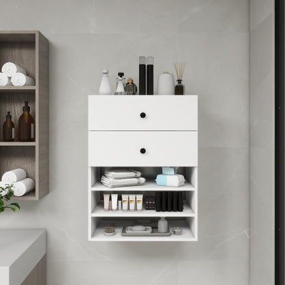 C1 Modular Closet Organizer – Wall Mount Shelving with 2 Drawers & 3 Shelves, White - Hearth&Hive