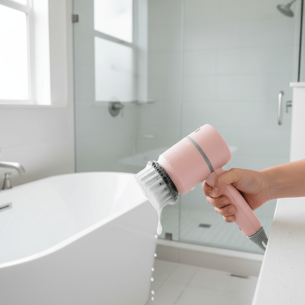 Electric Cleaning Brush – Cordless Scrubber with 3 Interchangeable Heads - Hearth&Hive