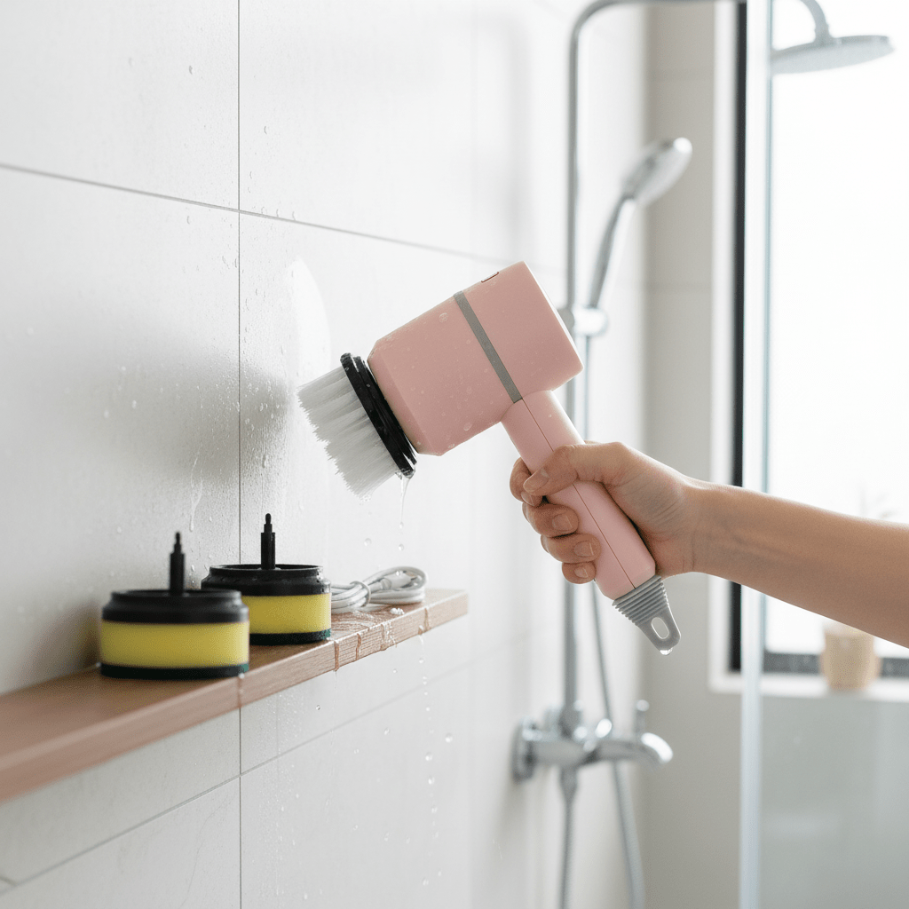 Electric Cleaning Brush – Cordless Scrubber with 3 Interchangeable Heads - Hearth&Hive