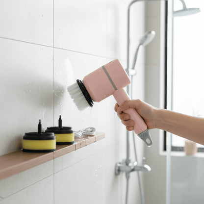 Electric Cleaning Brush – Cordless Scrubber with 3 Interchangeable Heads - Hearth&Hive