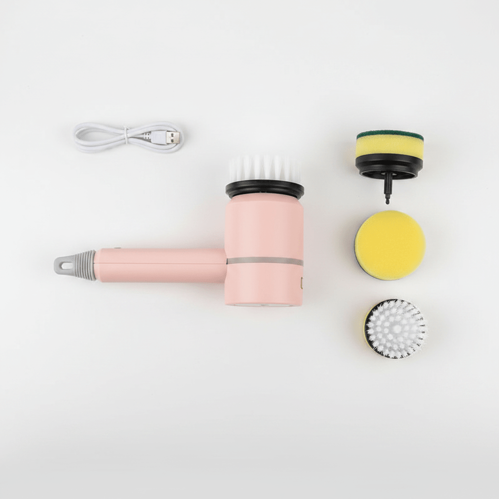 Electric Cleaning Brush – Cordless Scrubber with 3 Interchangeable Heads - Hearth&Hive