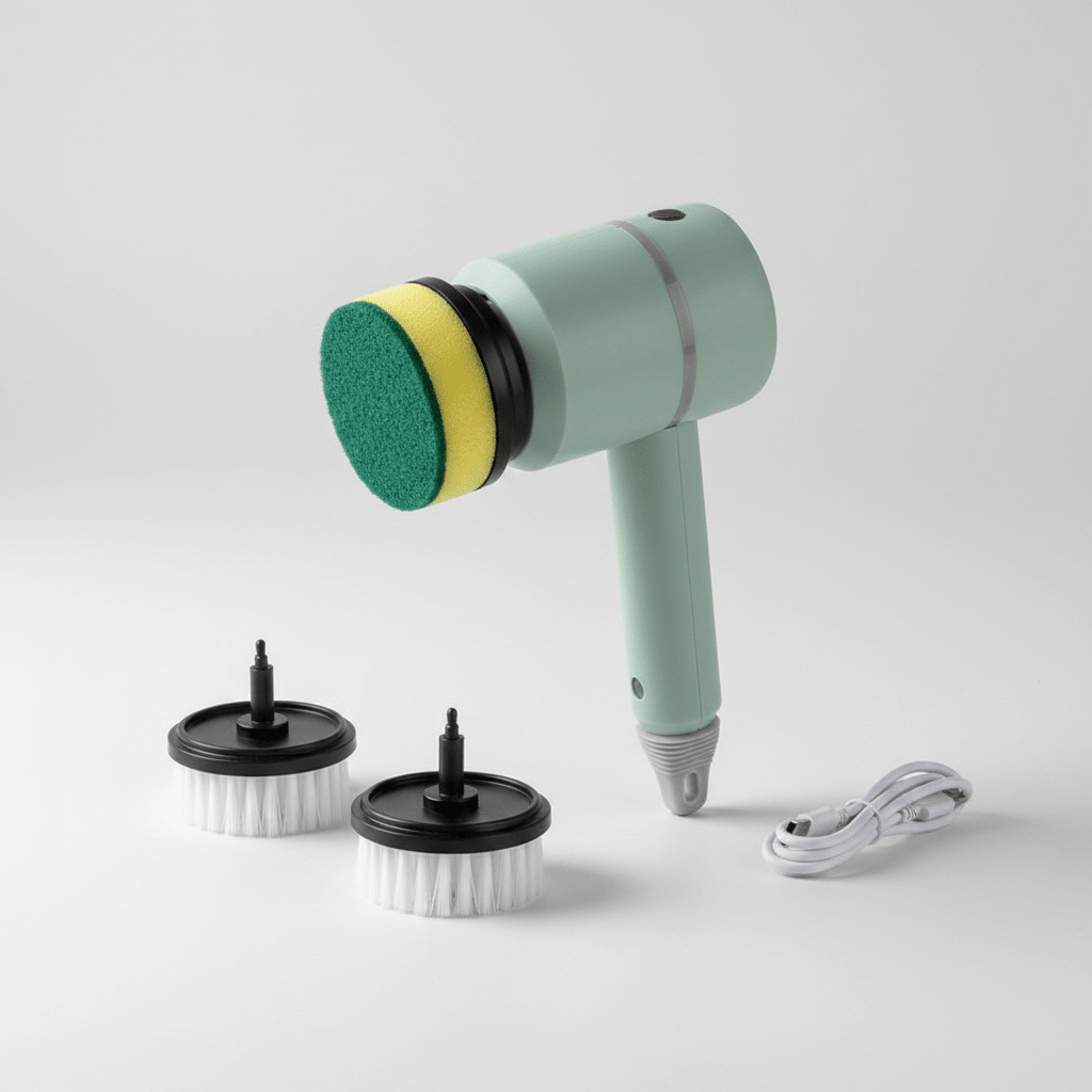 Electric Cleaning Brush – Cordless Scrubber with 3 Interchangeable Heads - Hearth&Hive