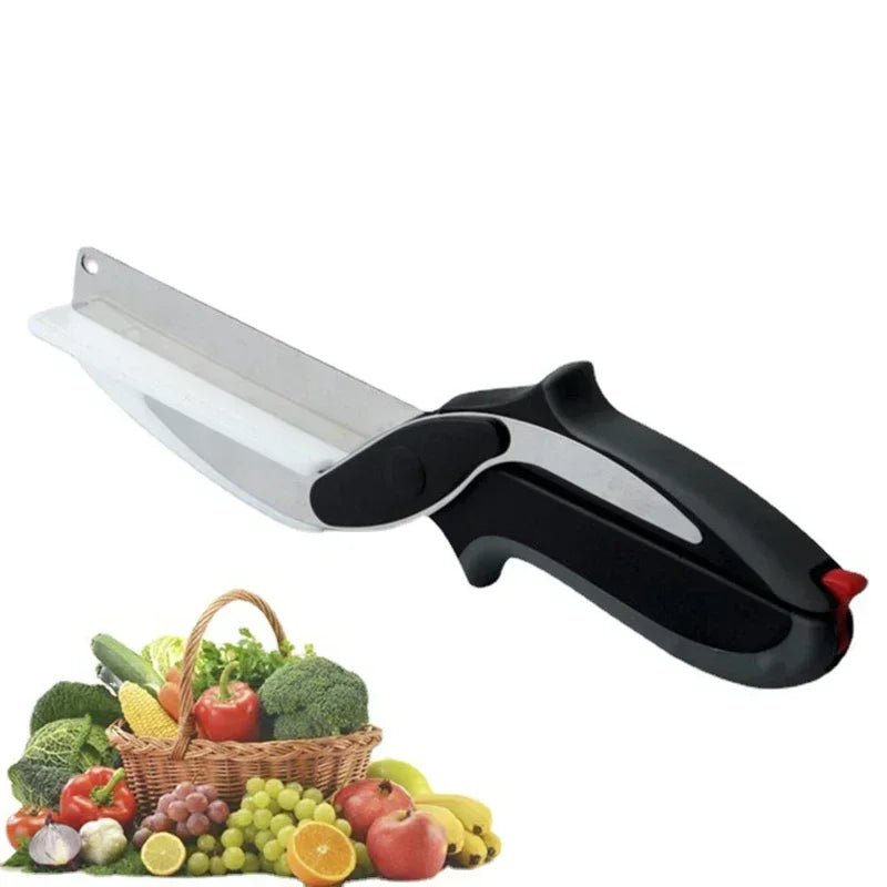 Kitchen Food Chopper Scissors with Integrated Cutting Board – Stainless Steel - Hearth&Hive