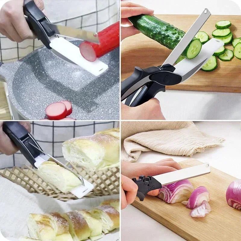 Kitchen Food Chopper Scissors with Integrated Cutting Board – Stainless Steel - Hearth&Hive