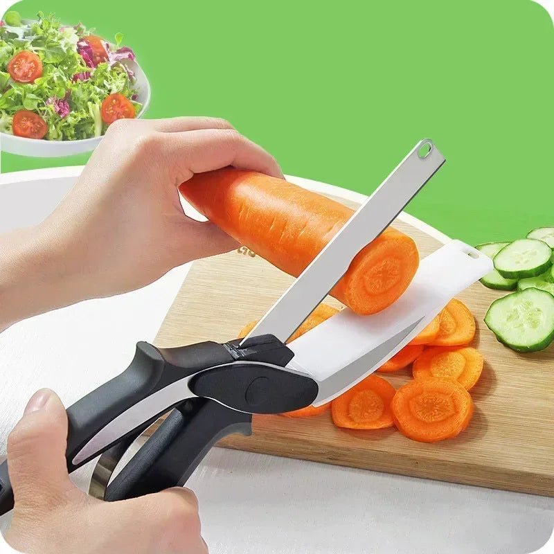Kitchen Food Chopper Scissors with Integrated Cutting Board – Stainless Steel - Hearth&Hive