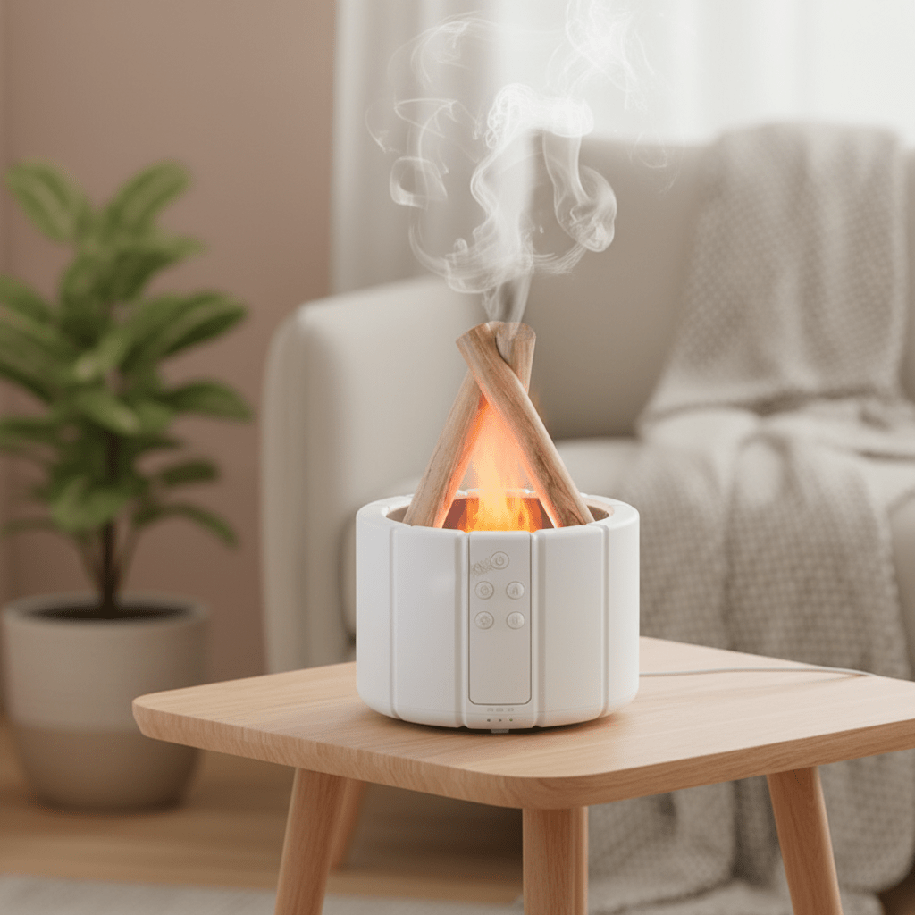 Simulated Flame Aroma Diffuser – LED Ultrasonic Essential Oil Humidifier - Hearth&Hive