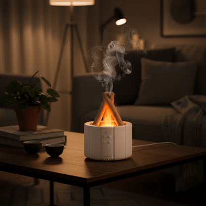 Simulated Flame Aroma Diffuser – LED Ultrasonic Essential Oil Humidifier - Hearth&Hive
