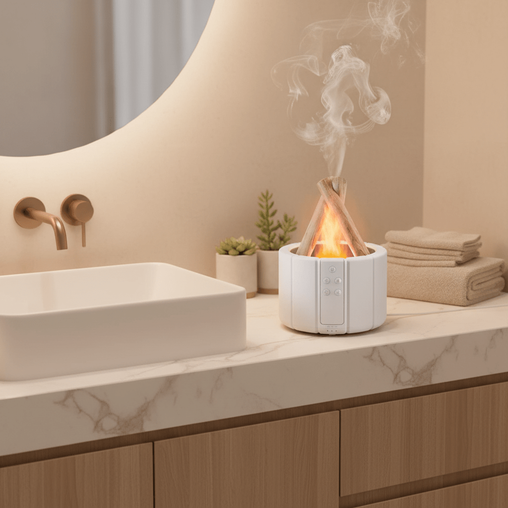 Simulated Flame Aroma Diffuser – LED Ultrasonic Essential Oil Humidifier - Hearth&Hive