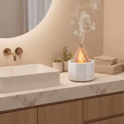 Simulated Flame Aroma Diffuser – LED Ultrasonic Essential Oil Humidifier - Hearth&Hive